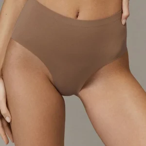 Aruelle - Lottie Culotte Brésilienne Taille Haute Avec Dos En Maille Choco