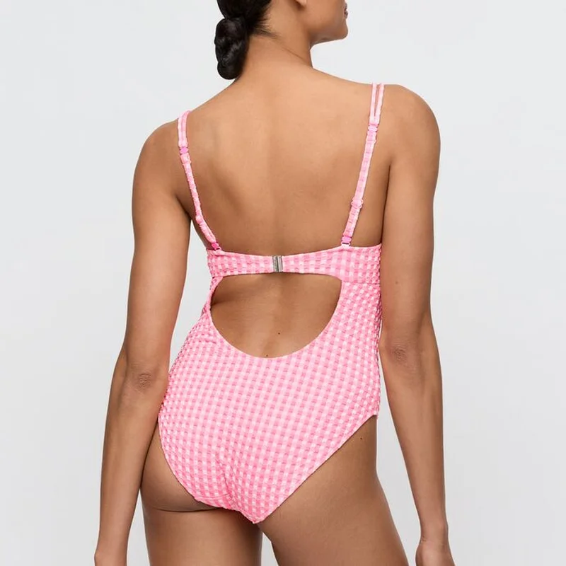 Maillots de bain Marie Jo - Maillot de bain Mary Lynn à bonnets emboîtants, motif vichy rose – Image 7