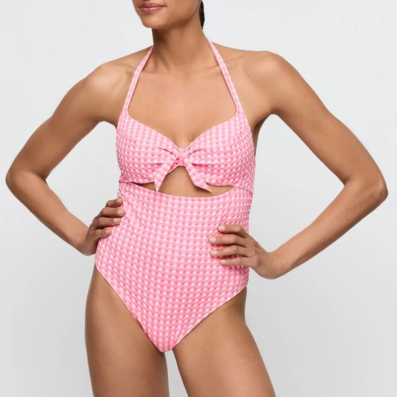 Maillots de bain Marie Jo - Maillot de bain Mary Lynn à bonnets emboîtants, motif vichy rose – Image 8