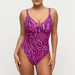 Maillots de bain PrimaDonna - Malabo décolleté plongeant sans armatures rose fuchsia zébré