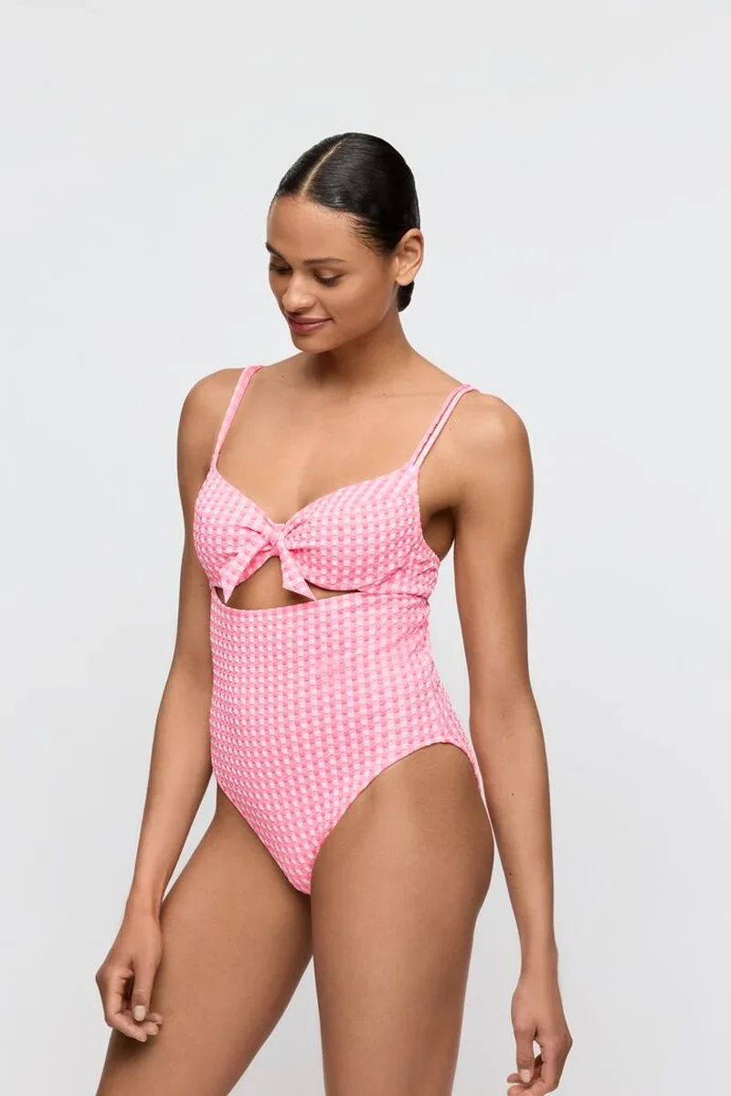 Maillots de bain Marie Jo - Maillot de bain Mary Lynn à bonnets emboîtants, motif vichy rose – Image 4