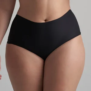 ByeBra - Culotte gainante dos nu (soutien léger) noire, taille mi-haute.