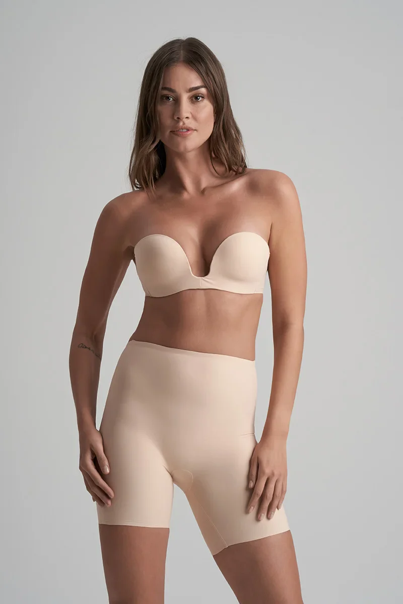 ByeBra - Gaine dos nu (Maintien léger) Short beige taille mi-haute dos nu – Image 3