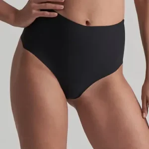 ByeBra - Culotte gainante dos nu (soutien léger) String taille mi-haute noir