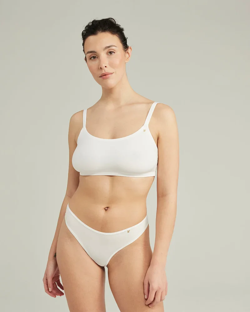 Nudea - Lot de 3 brassières extensibles à col rond, rose/blanc/sauge – Image 7