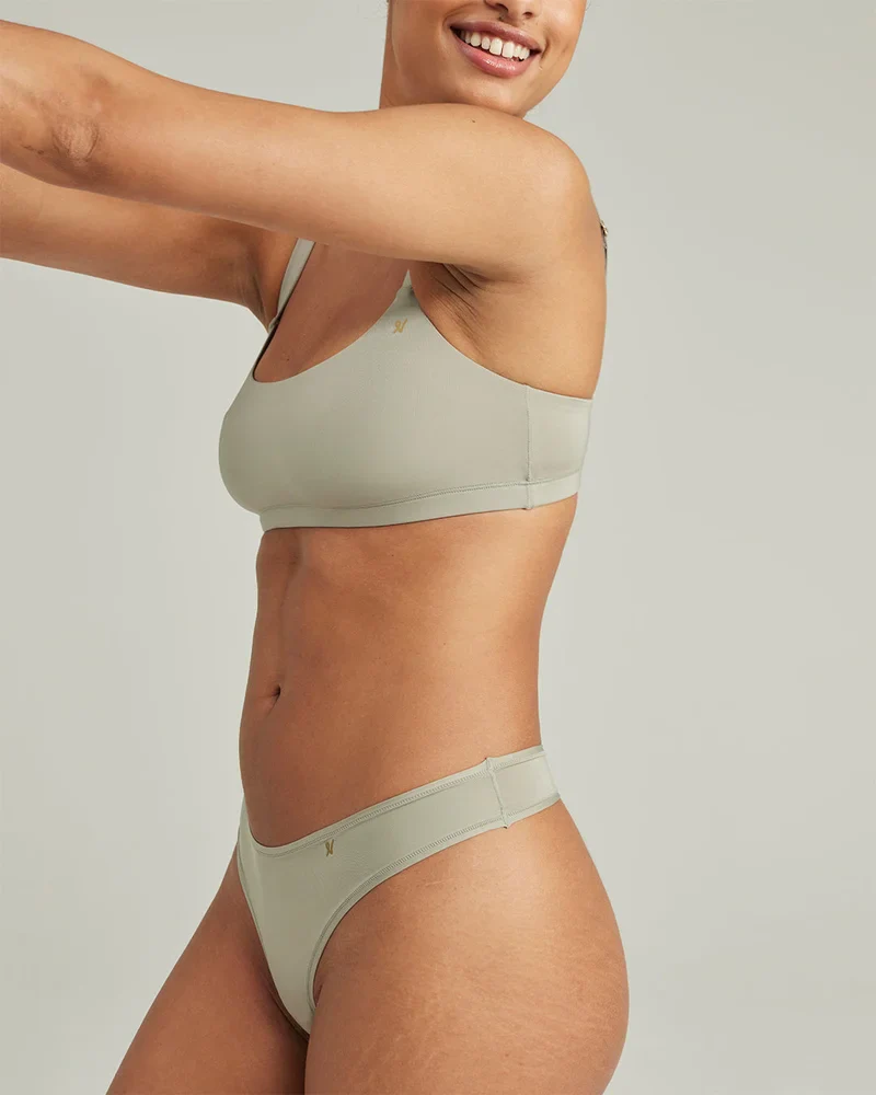 Nudea - Lot de 3 brassières extensibles à col rond, rose/blanc/sauge