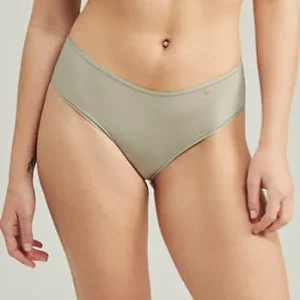 Nudea - Culotte de bikini taille mi-haute extensible vert sauge