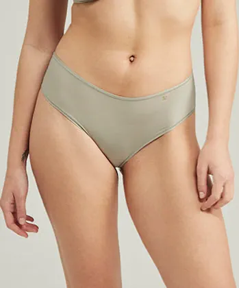 Nudea - Culotte de bikini taille mi-haute extensible vert sauge