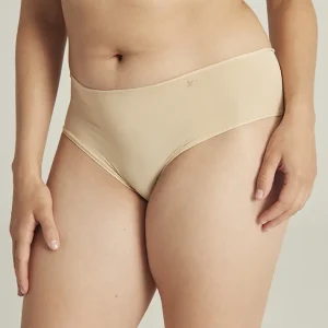 Nudea - Culotte de bikini stretch taille mi-haute couleur chair claire
