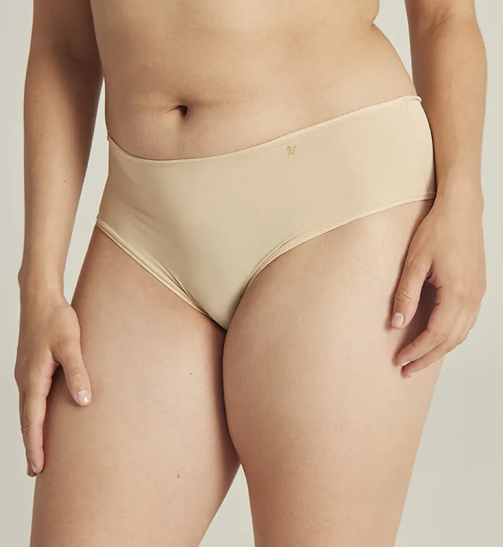 Nudea - Culotte de bikini stretch taille mi-haute couleur chair claire