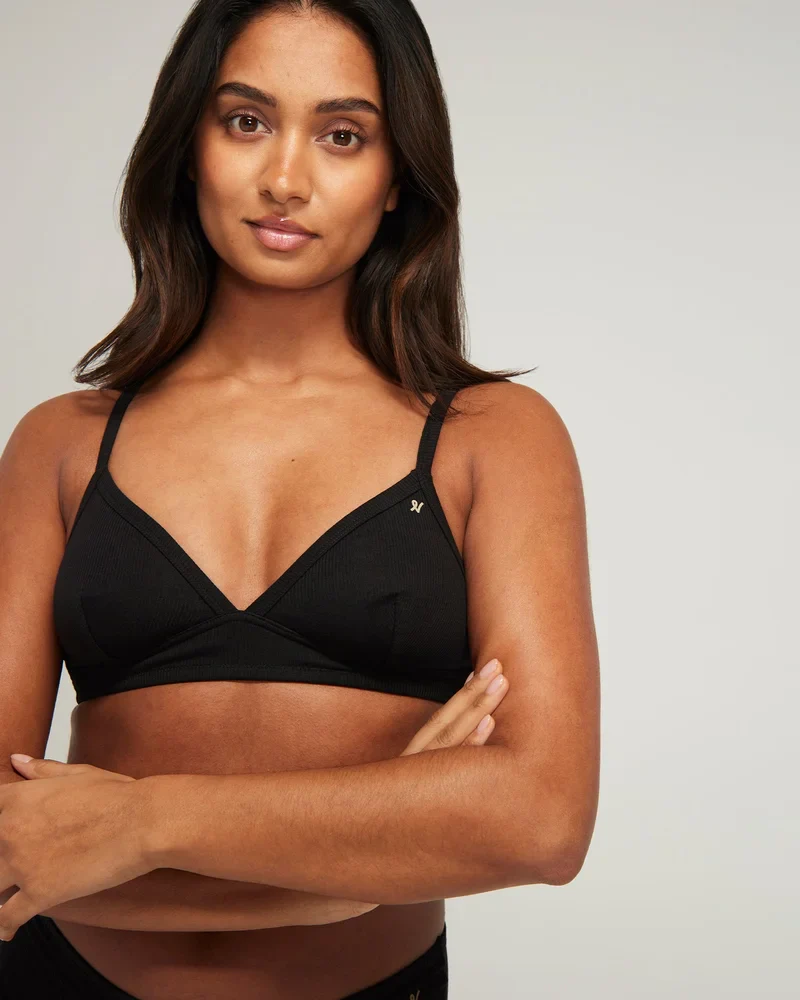 Nudea - Lot de 2 brassières Easy Does It en coton biologique, noir et blanc – Image 2