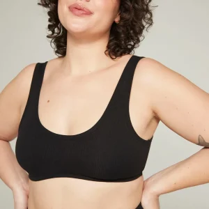 Nudea - Lot de 2 brassières en coton biologique à décolleté plongeant, noir et blanc