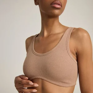 Nudea - Soutien-gorge en coton biologique à décolleté plongeant couleur moka