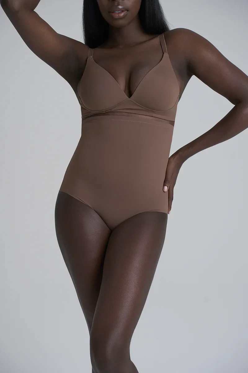 ByeBra - Culotte gainante sculptante (Maintien fort) Taille haute Cacao