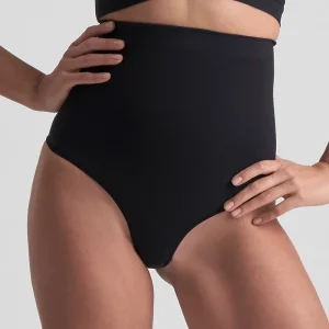 ByeBra - Culotte gainante sans coutures (maintien fort) String taille haute noir doux au toucher