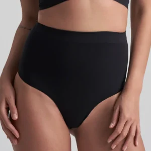 ByeBra - String gainant sans coutures (maintien fort) noir, taille mi-haute, doux au toucher