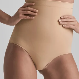 ByeBra - Culotte gainante sans coutures (maintien fort) beige, douce au toucher et taille haute