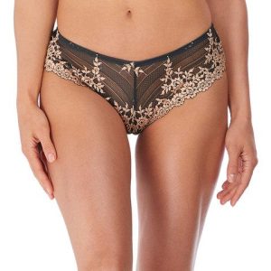 Wacoal - Tanga en dentelle Embrace Ébène / Sable mouvant