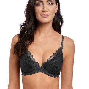 Wacoal - Soutien-gorge Push Up Plunge Lace Lace Charcoal