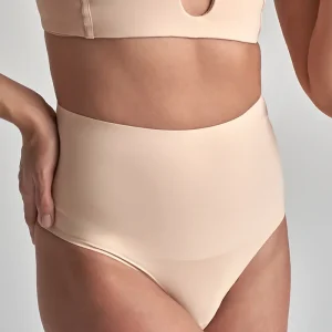 ByeBra - Gainant taille haute (Maintien extra fort) String taille mi-haute beige