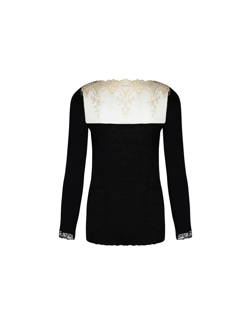 Lise Charmel - Top Sublime En Or Manches Longues Noir Eclat – Image 8