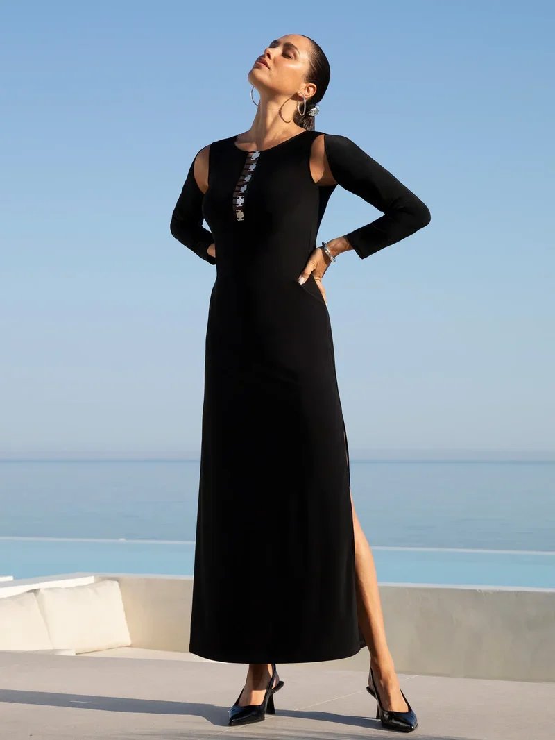 Maillots de bain Lise Charmel - Robe de plage longue Éclat d'argent Noir Argent – Image 4