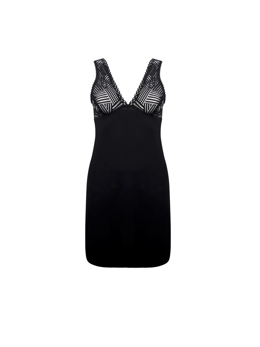 Antigel By Lise Charmel - Robe De Nuit Graphique Tressage Tressage Noir