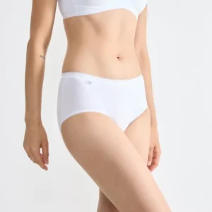 Sloggi - Culotte midi taille haute Basic Plus blanche