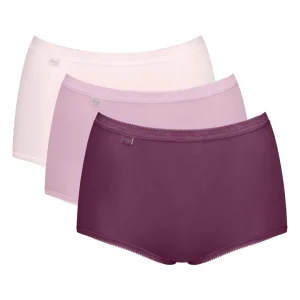 Sloggi - Lot de culottes taille haute Basic Plus violettes et roses