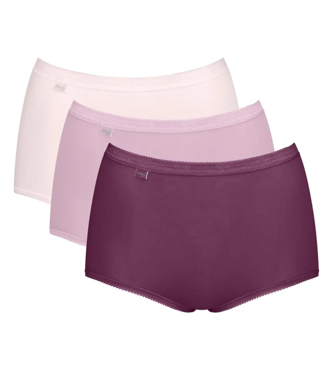Sloggi - Lot de culottes taille haute Basic Plus violettes et roses