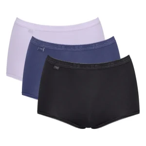 Sloggi - Lot de culottes taille haute Basic Plus noires et bleues