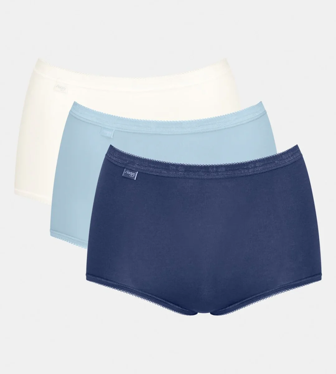 Sloggi - Lot de culottes taille haute Basic Plus, bleu et blanc – Image 2