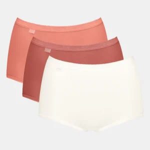 Sloggi - Lot de culottes taille haute Basic Plus blanches et rouges