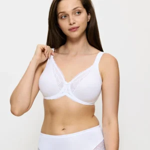 Triumph - Soutien-gorge moderne en dentelle et coton blanc à bonnets emboîtants