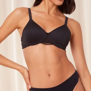 Triumph - Soutien-gorge moulé en dentelle moderne et coton noir