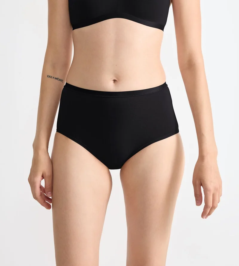 Sloggi - Culotte taille haute en coton noir Go Daily