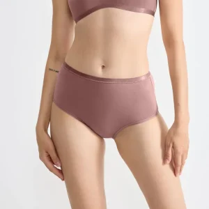 Sloggi - Culotte taille haute en coton Go Daily, couleur cacao