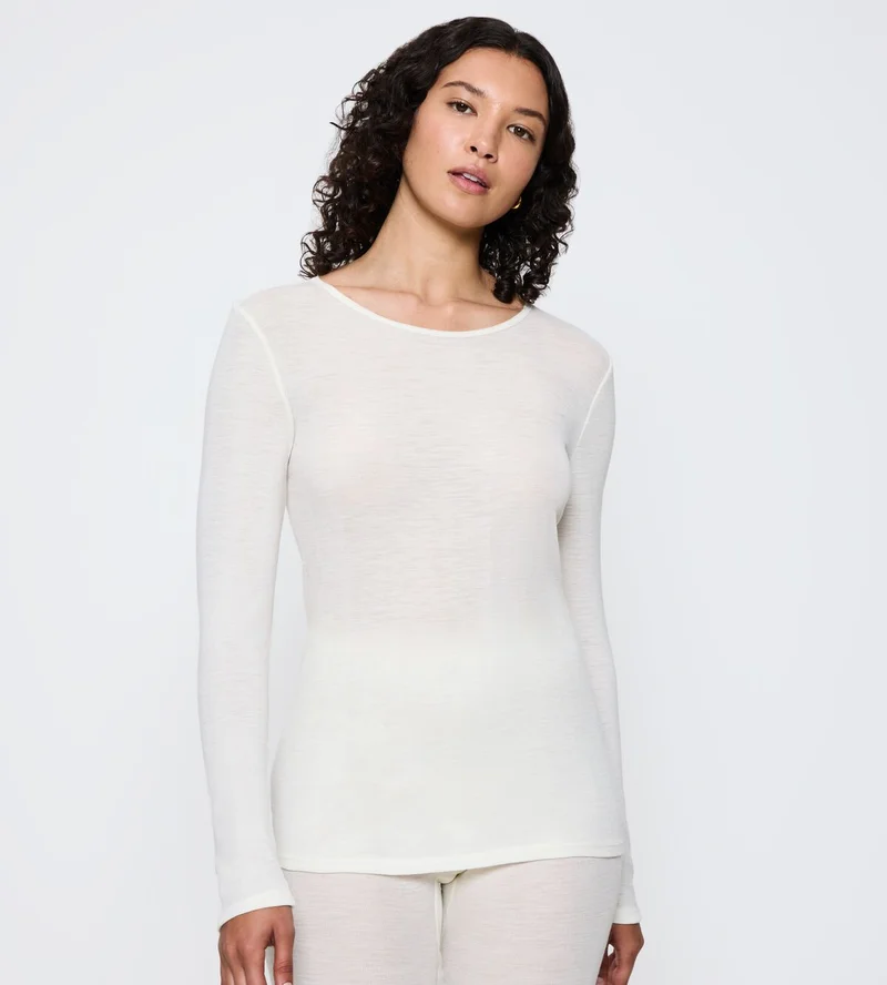 Triumph - Top à manches longues Beauty Layers en laine écru blanc